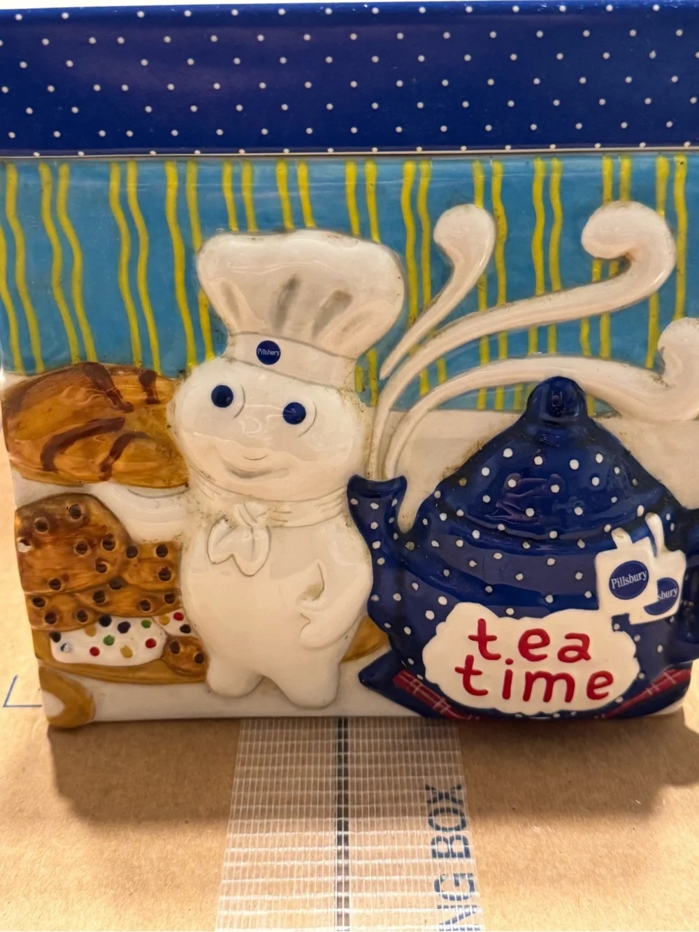 The Pillsbury Doughboy ceramic cookie canister jar tea time